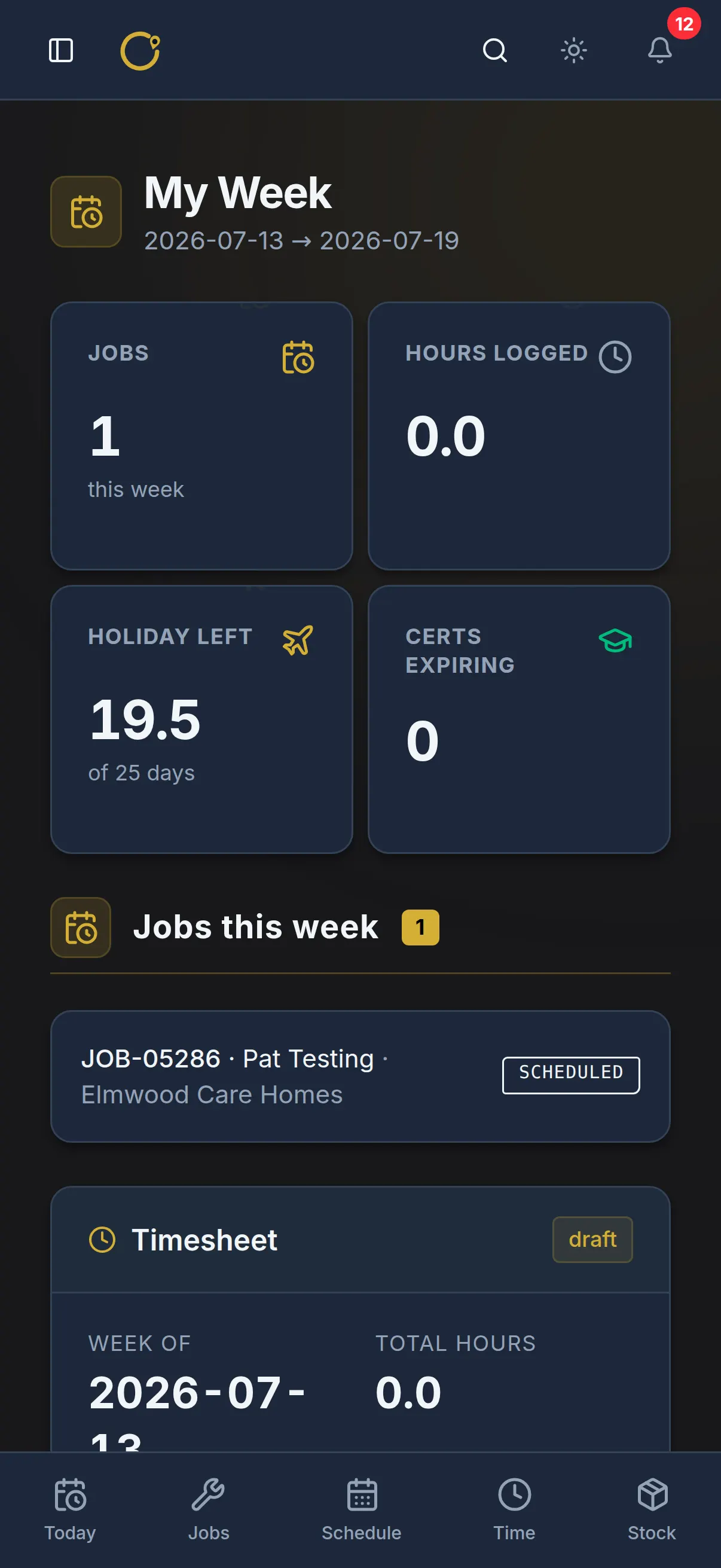 Curcle engineer app — My Week
