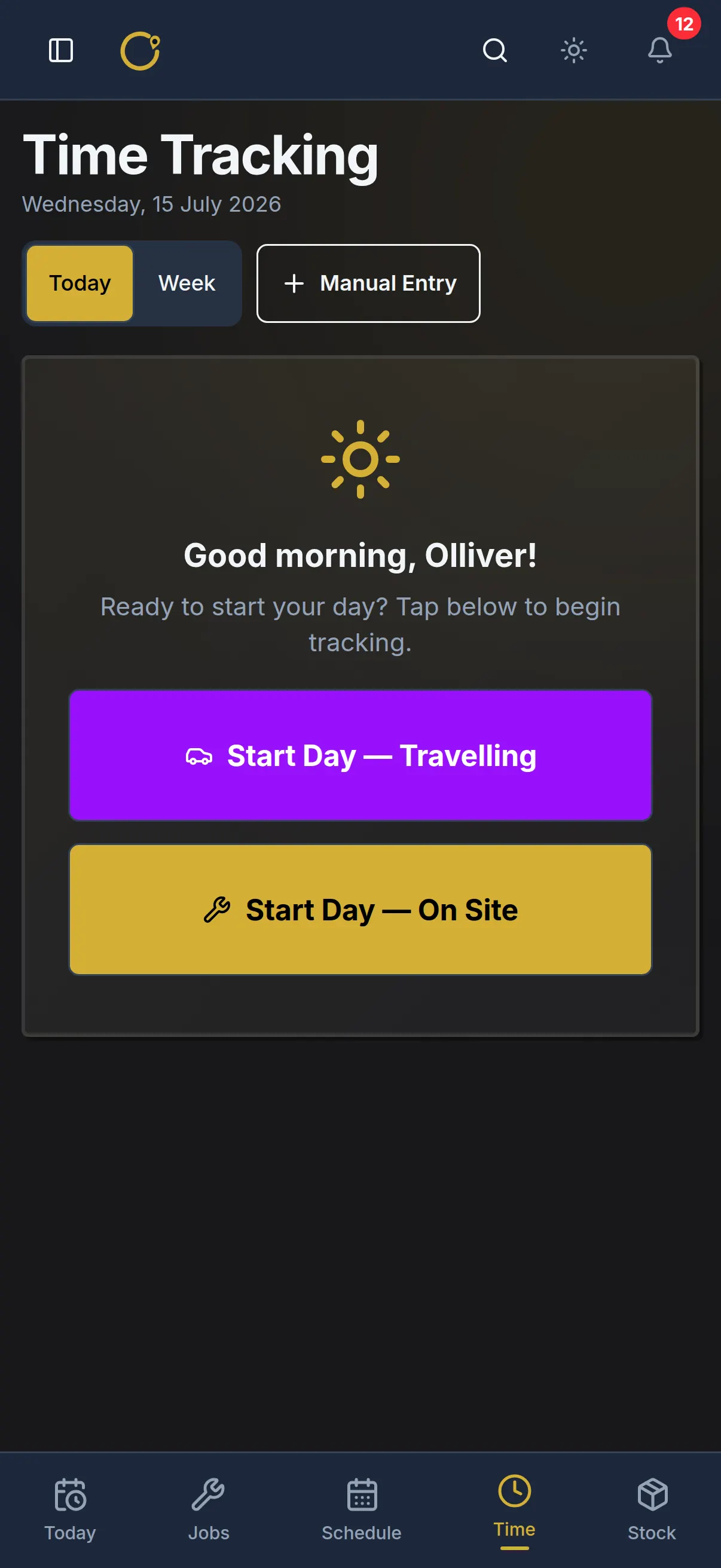 Curcle engineer app — Time tracking