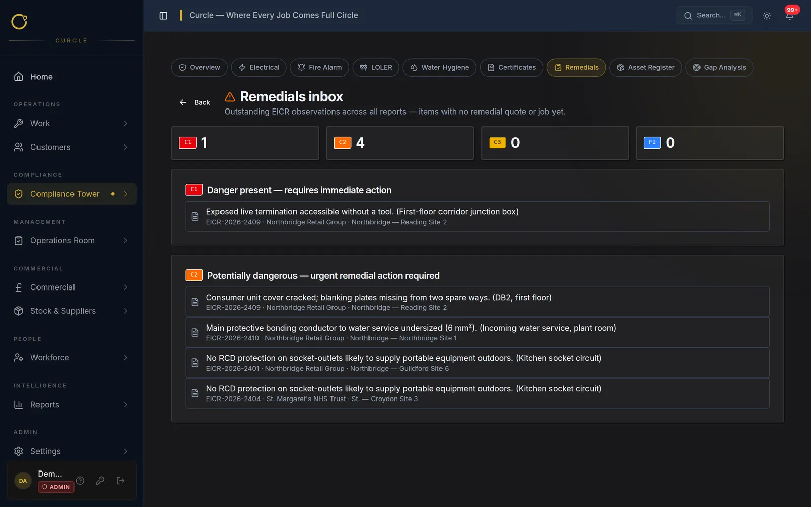 Remedials & Defects screenshot